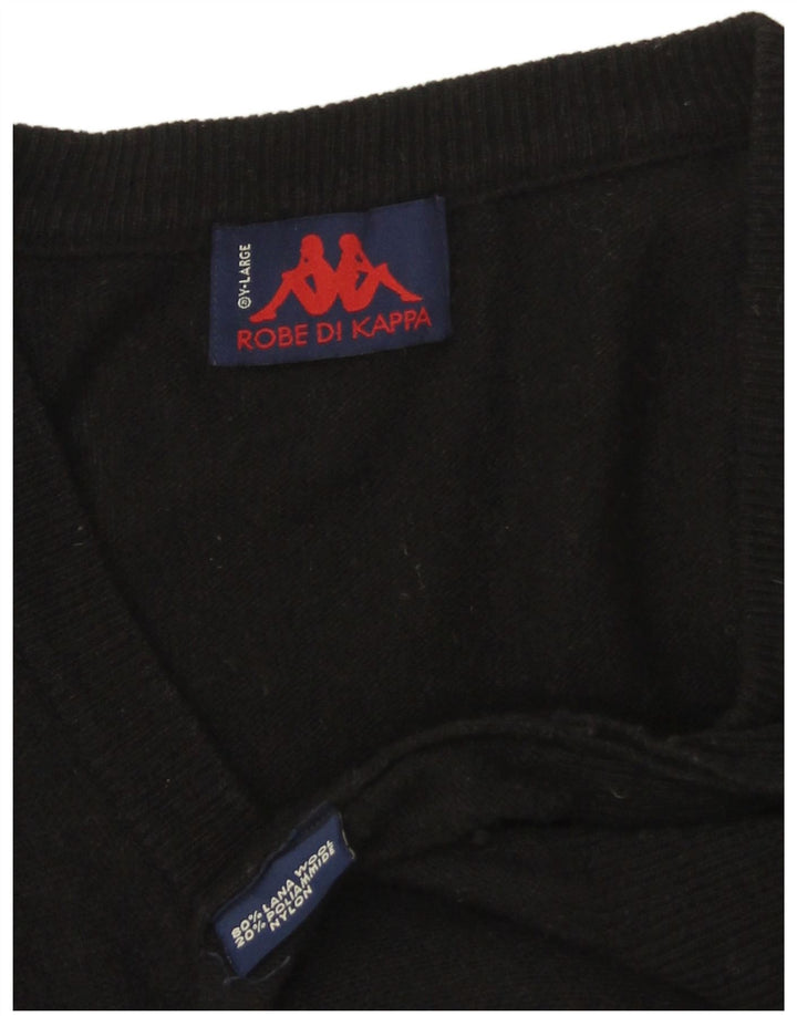 Suéter masculino KAPPA com decote em V XL lã preta