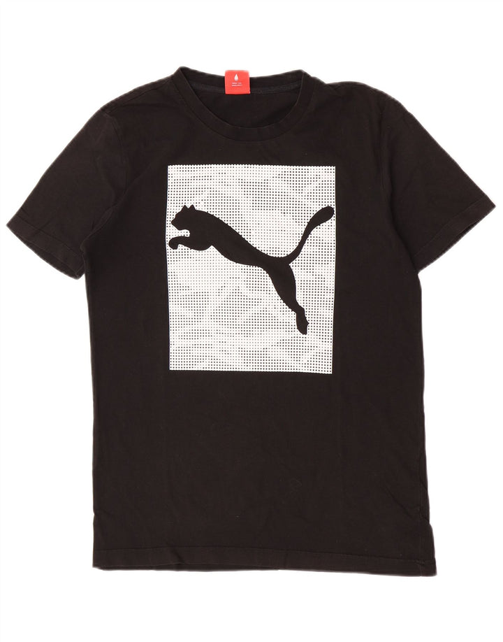 Puma Mens Graphic T-Shirt Top Pequeno Algodão Preto