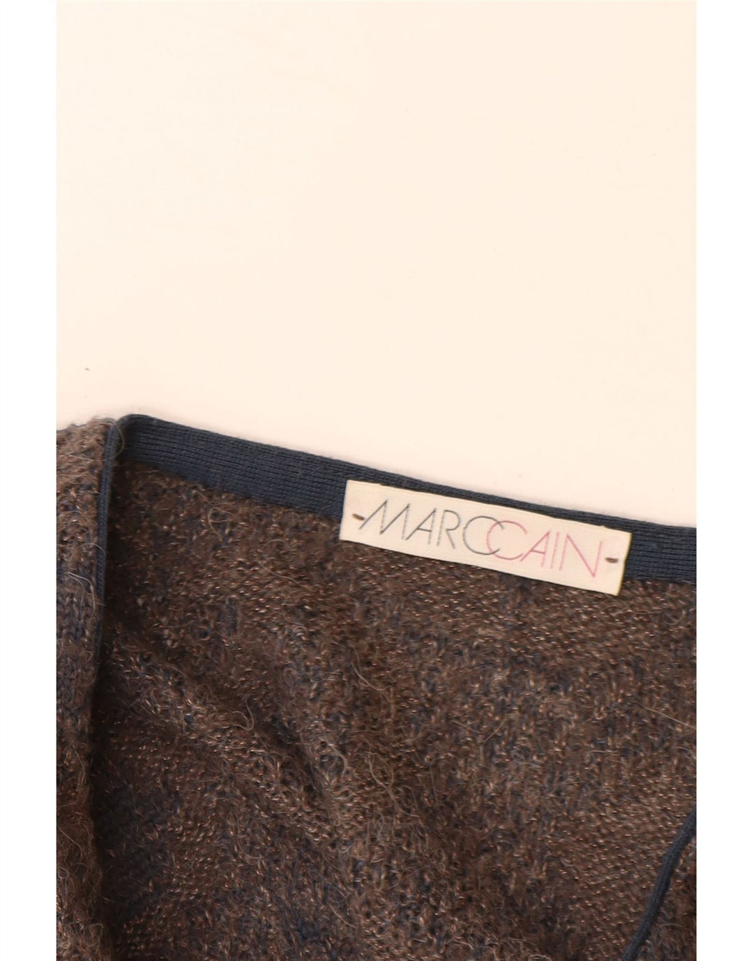 Suéter masculino MARCCAIN com decote em V XL de lã geométrica marrom