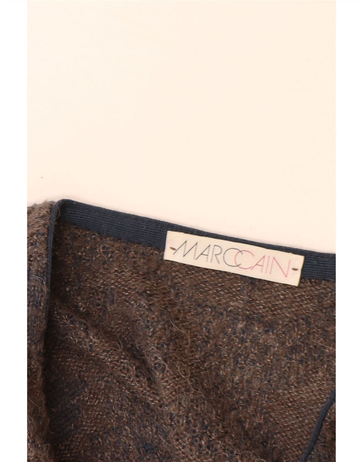 Suéter masculino MARCCAIN com decote em V XL de lã geométrica marrom