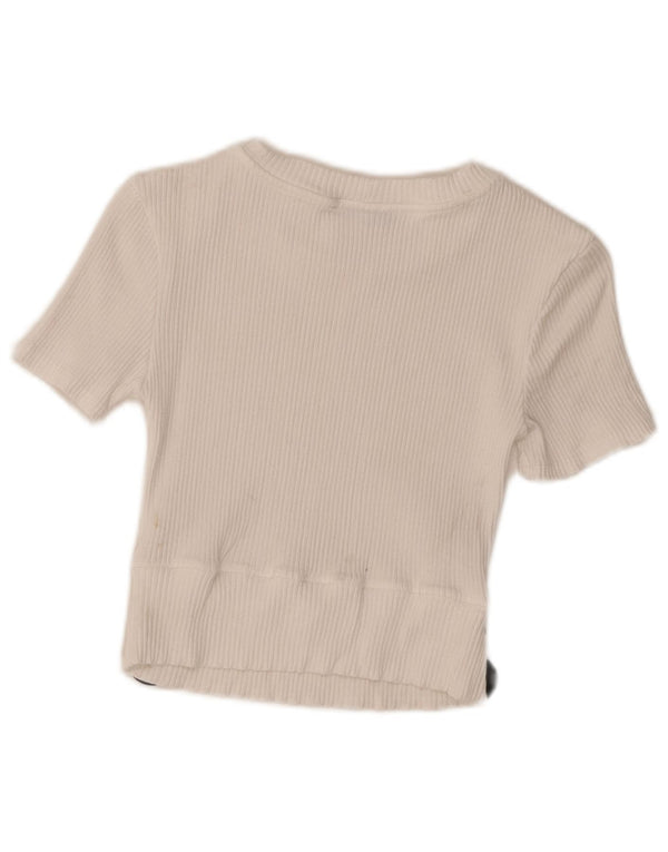Blusa feminina Zara Top UK 8 pequena viscose branca