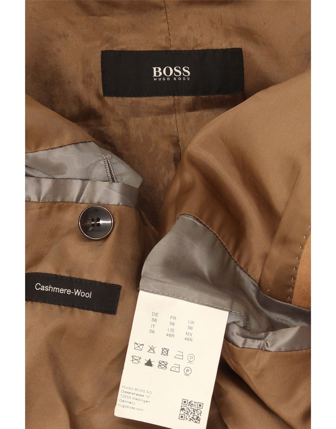 Sobretudo masculino Hugo Boss EU 56 3XL caxemira bege