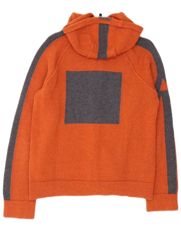 Suéter cardigã masculino Armani Jeans com capuz médio laranja colorblock lã