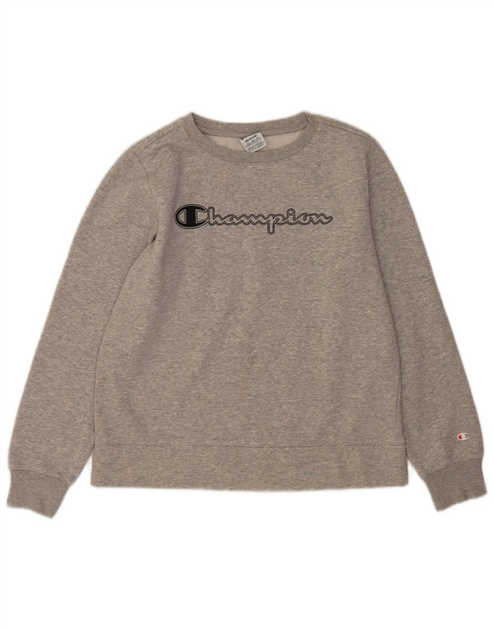 Champion moletom gráfico feminino jumper UK 14 cinza médio manchado