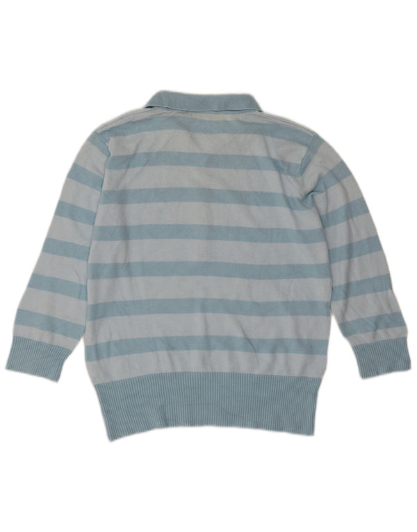 Suéter feminino Marks & Spencer com gola polo e listras azuis grandes UK 16