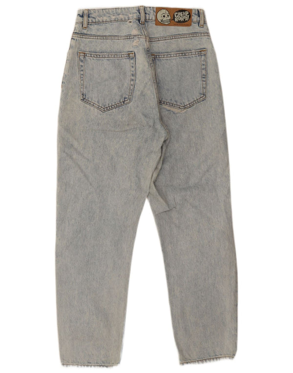 Calça jeans feminina de cintura alta barata segunda-feira W27 L26 algodão azul