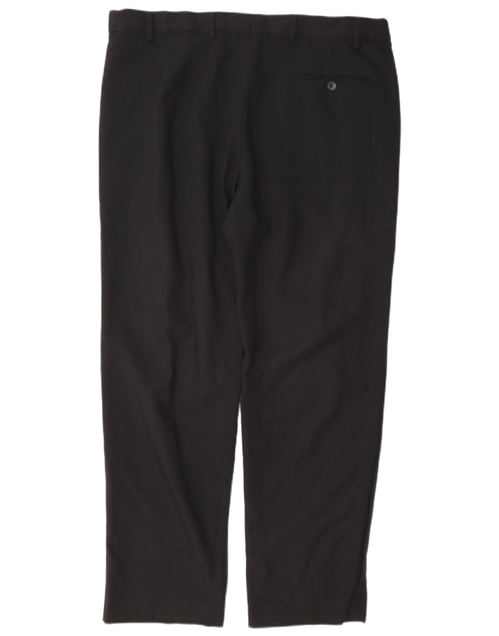 Calça masculina de terno regular Marks & Spencer W38 L31 poliéster preto