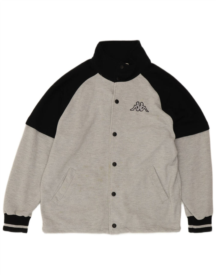 Jaqueta masculina KAPPA Graphic Loose Fit Varsity pequeno bloco cinza
