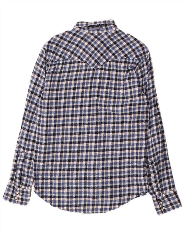 Camisa masculina de flanela Levi's Slim Fit azul médio xadrez algodão