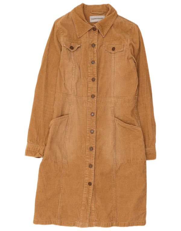 Vestido camisa feminino de veludo cotelê Warehouse Reino Unido 12 bege médio