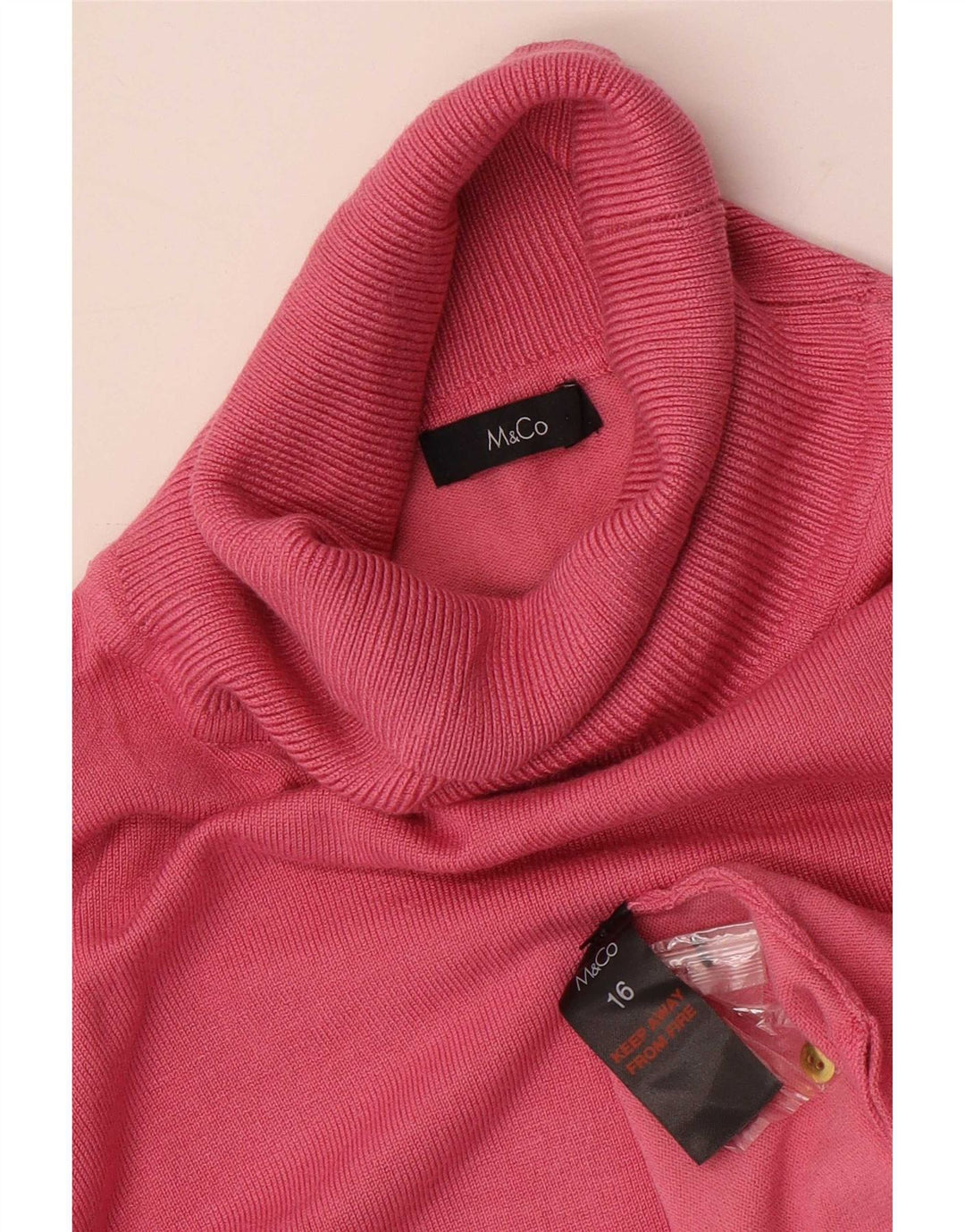 Suéter feminino M&Co com gola redonda Reino Unido 16 grande viscose rosa