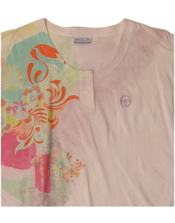 SERGIO TACCHINI Camiseta feminina Top EU 40 Médio Algodão Floral Branco