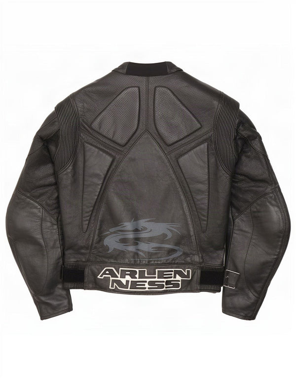 Arlen Ness Womens Motorstyle Graphic Racer Jacket Size 42 Large Black