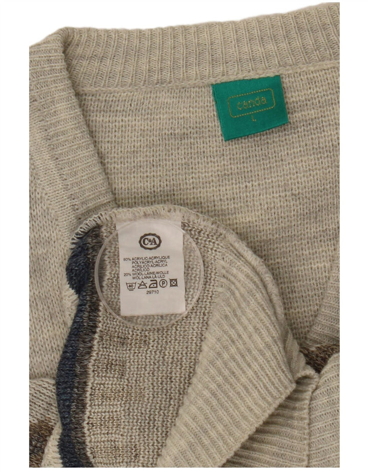 C&A Mens Canda Vest Regata Grande Acrílico Geométrico Cinza