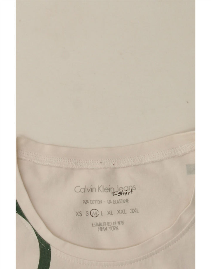 Camiseta feminina CALVIN KLEIN JEANS com estampa gráfica Reino Unido 12 algodão branco médio