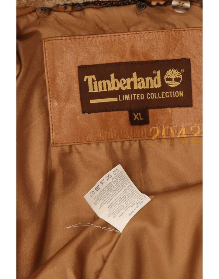 Jaqueta bomber masculina de couro Timberland Reino Unido 42 XL couro marrom