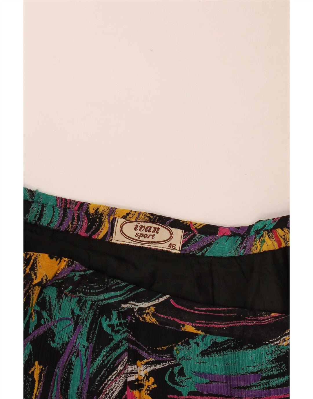 Saia plissada feminina vintage com padrão abstrato IT 46 grande W28 multicolorida