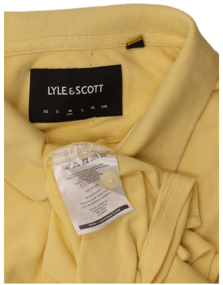 Camisa polo masculina Lyle & Scott de algodão amarelo médio