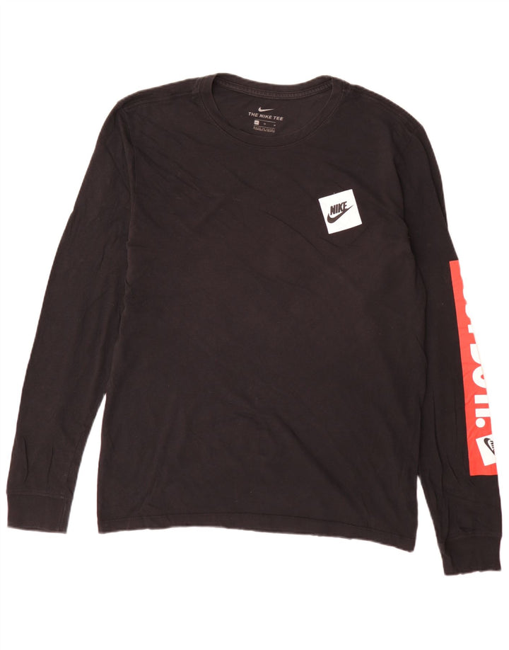 Top gráfico masculino Nike manga longa médio preto colorblock algodão
