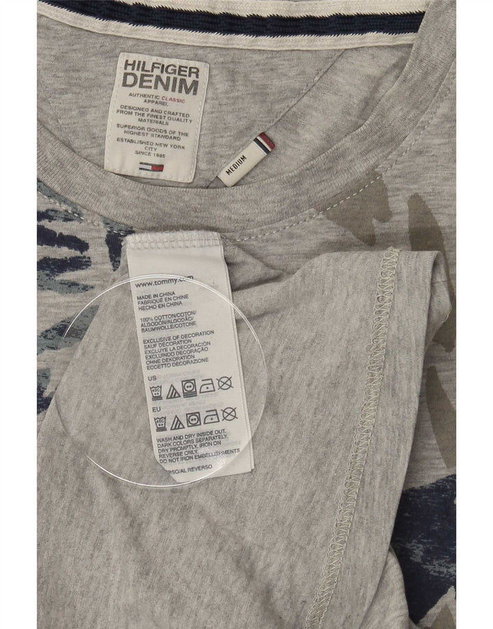 Tommy Hilfiger Camiseta masculina gráfica Top algodão manchado cinza médio