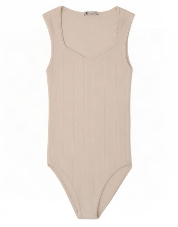 Macacão feminino sem mangas Zara UK 12 médio branco