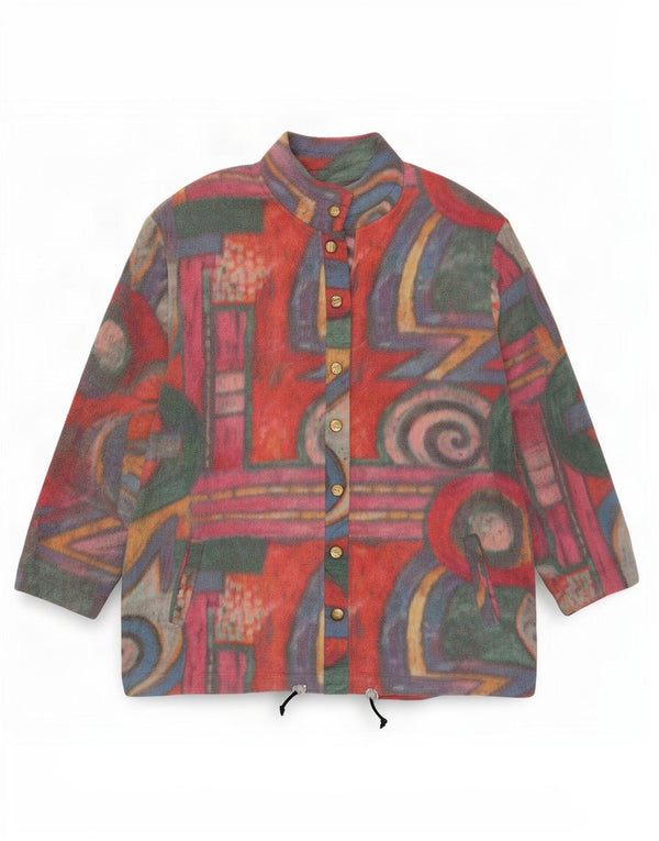 Jaqueta de lã feminina F.LLI Campagnolo UK 18 XL multicolorido geométrico