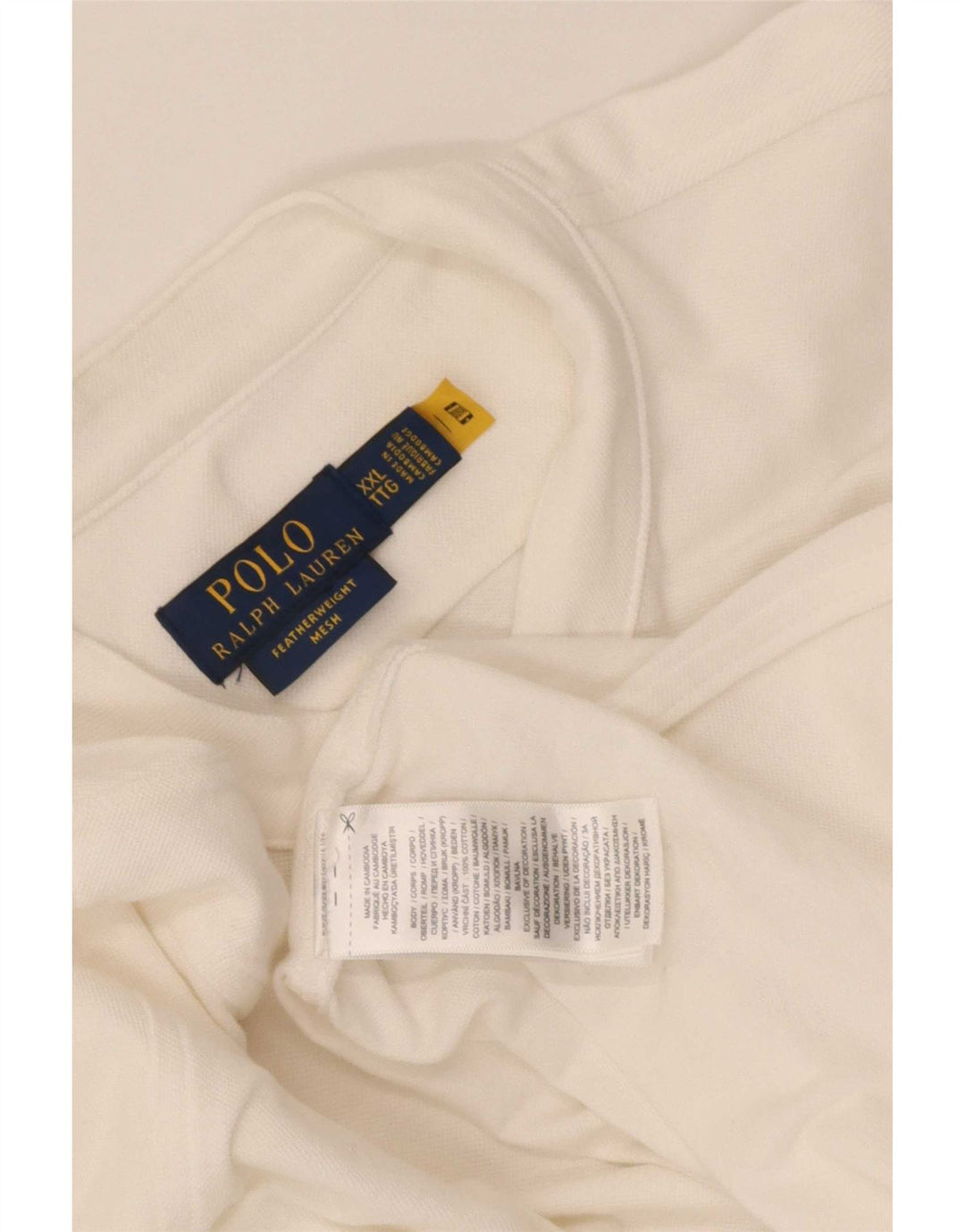 Polo Ralph Lauren Camisa masculina 2XL algodão branco