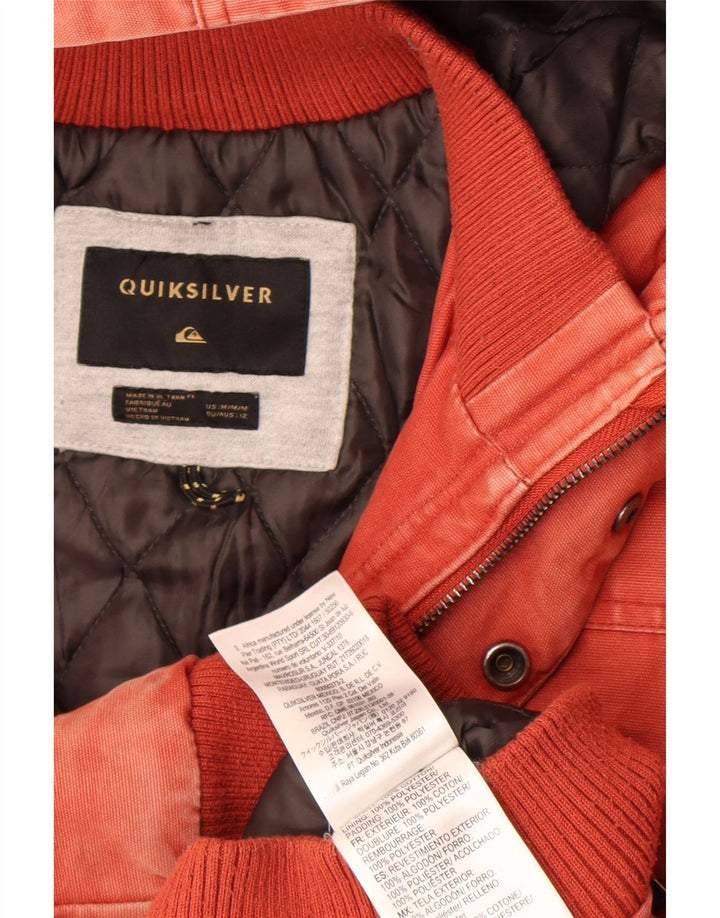 Jaqueta bomber feminina com capuz Quiksilver Reino Unido 12 algodão vermelho médio