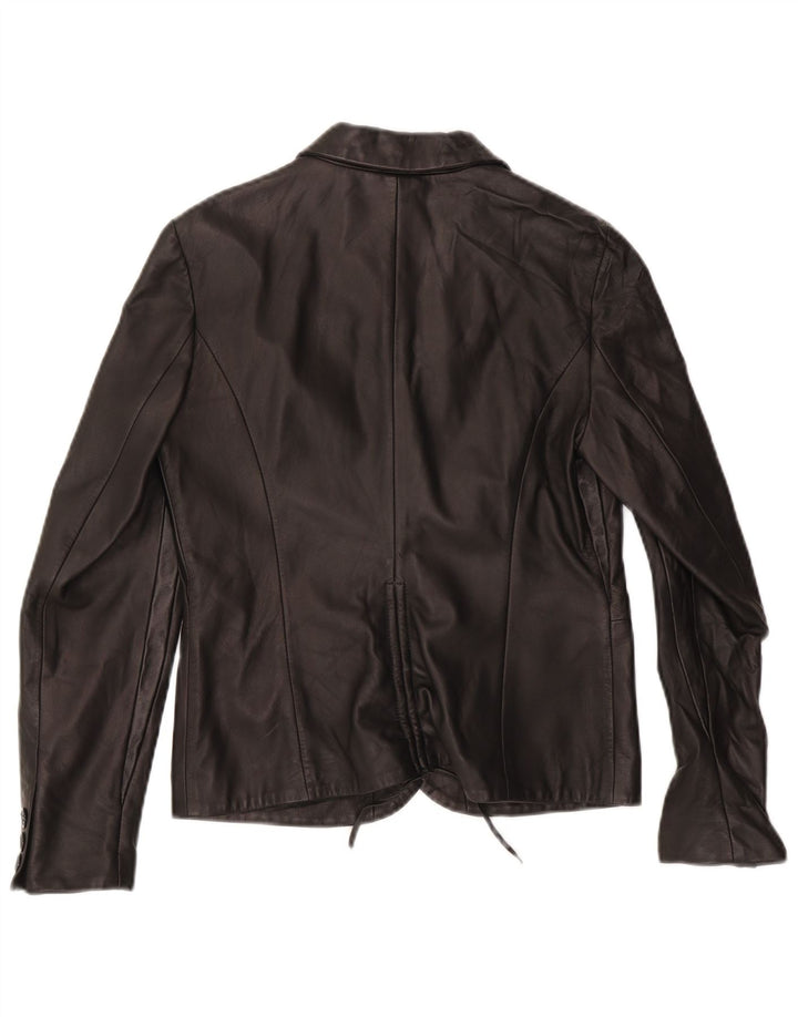Jaqueta blazer feminina de 2 botões ROCCOBAROCCO IT 42 couro preto médio