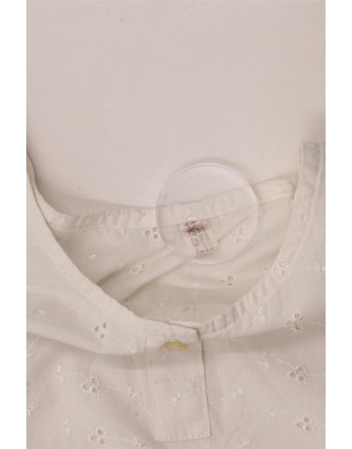 Blusa feminina vintage sem mangas top EU 44 XL algodão branco