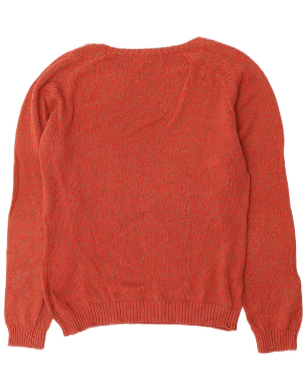 Suéter feminino Timberland com gola canoa UK 14 algodão manchado vermelho médio