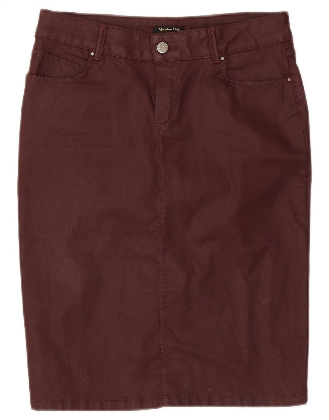 Saia lápis feminina Massimo Dutti W28 algodão médio Borgonha