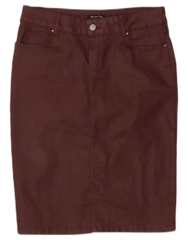 Saia lápis feminina Massimo Dutti W28 algodão médio Borgonha
