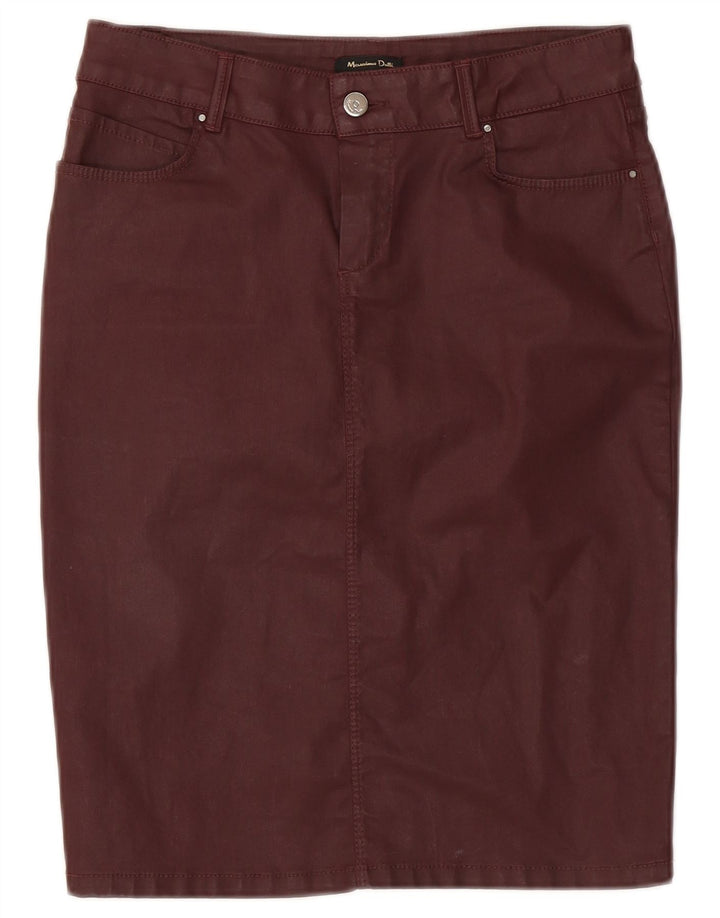 Saia lápis feminina Massimo Dutti W28 algodão médio Borgonha