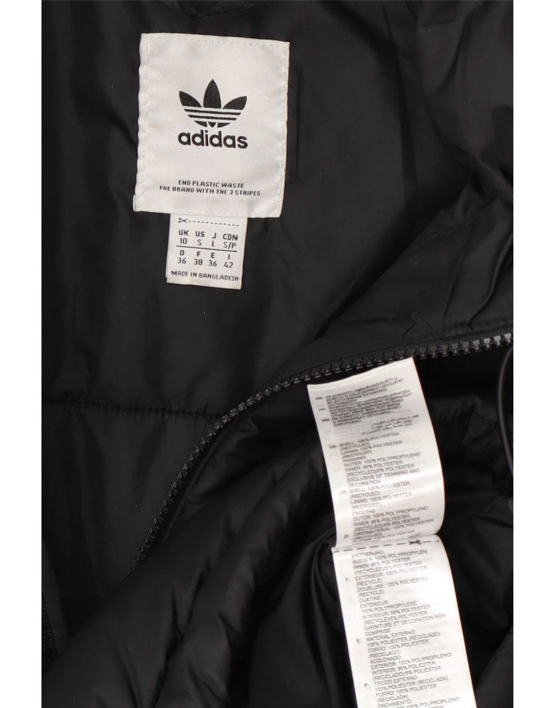 Jaqueta Adidas Feminina Oversized Acolchoada UK 10 Small Preto Colourblock