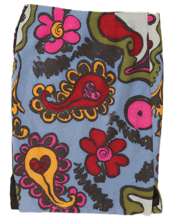 Saia reta feminina vintage W36 XL azul floral