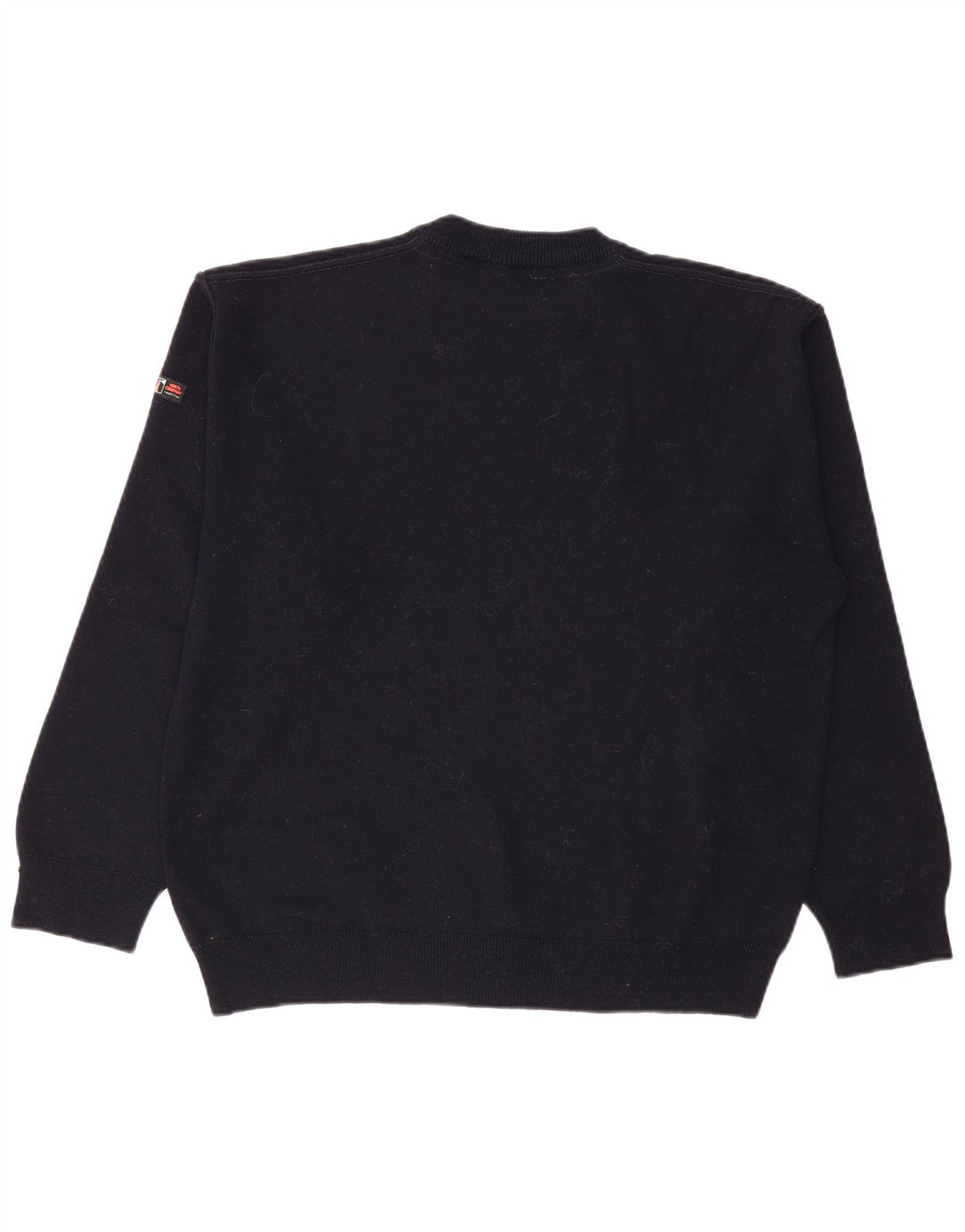 Suéter masculino VINTAGE com gola redonda, grande algodão azul marinho