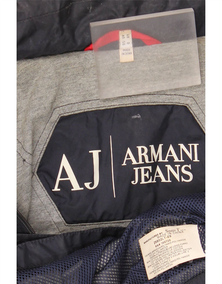 Jaqueta de chuva masculina Armani Jeans UK 40 grande azul marinho poliamida