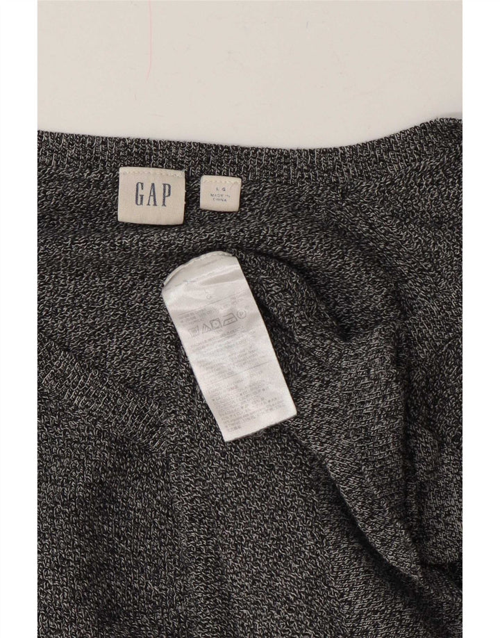 Suéter masculino Gap com decote em V grande algodão manchado azul marinho