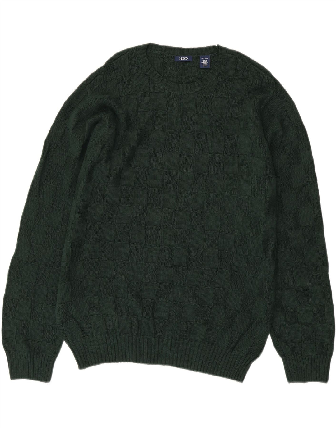 IZOD Mens Crew Neck Jumper Sweater XL Green Geometric Cotton Vintage Izod and Second-Hand Izod from Messina Hembry 