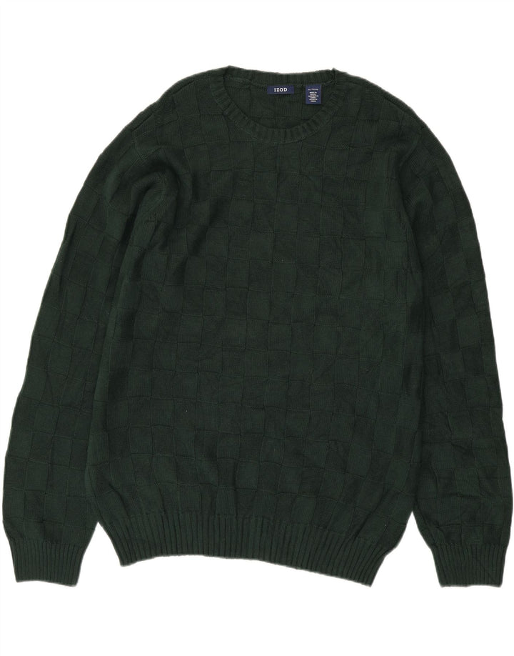 IZOD Mens Crew Neck Jumper Sweater XL Green Geometric Cotton Vintage Izod and Second-Hand Izod from Messina Hembry 