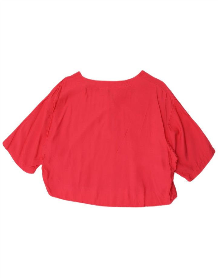 Blusa feminina Benetton cropped oversized IT 44 médio rosa viscose
