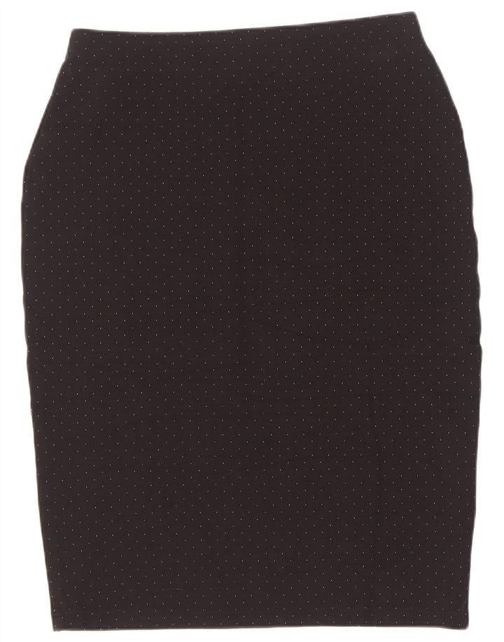 Saia lápis feminina Marks & Spencer Reino Unido 12 médio W30 viscose manchada preta