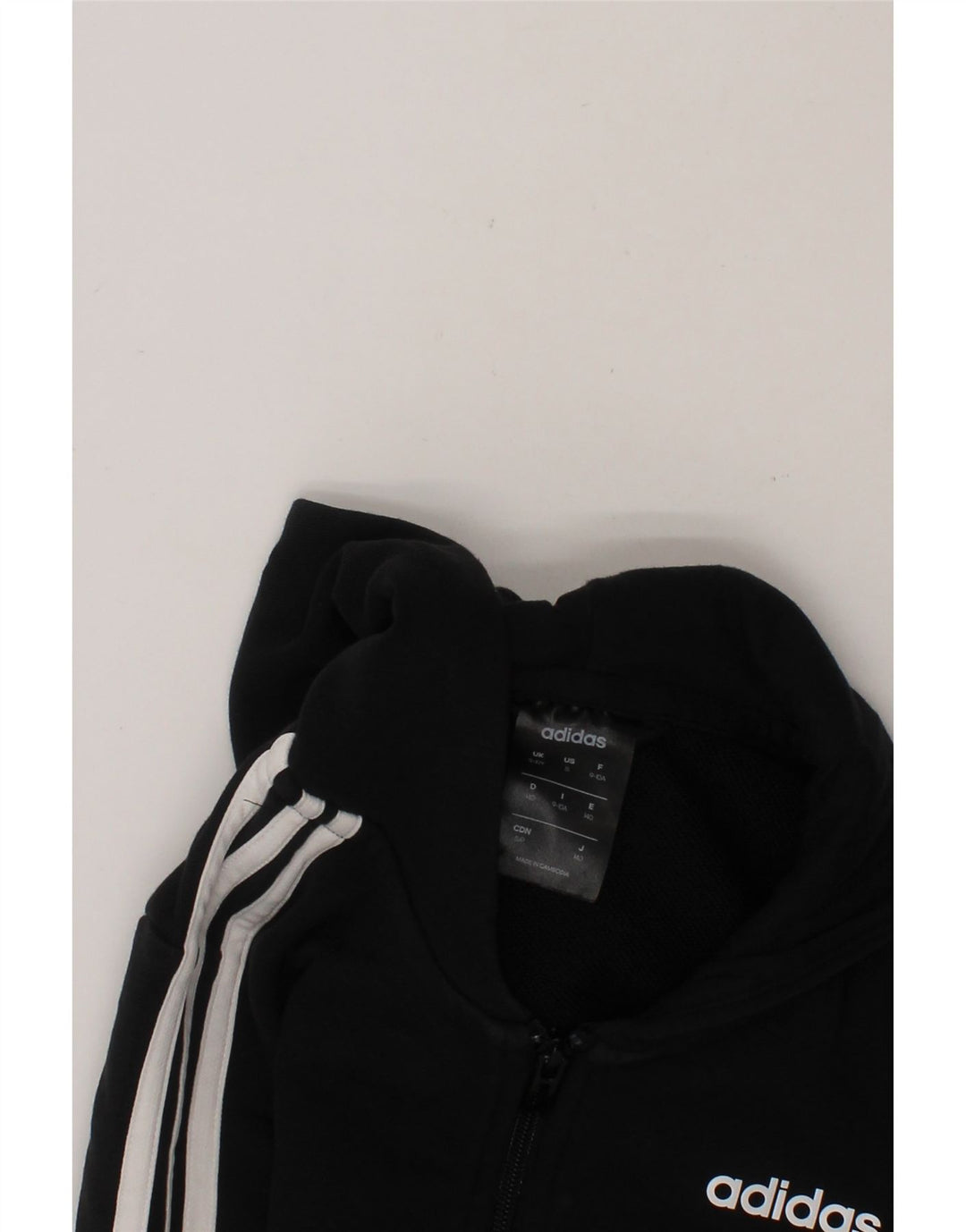 ADIDAS Boys Zip Hoodie Sweater 9-10 Years Black Cotton Vintage Adidas and Second-Hand Adidas from Messina Hembry 
