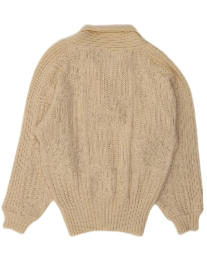 Suéter feminino VINTAGE com gola xale UK 18 XL off white