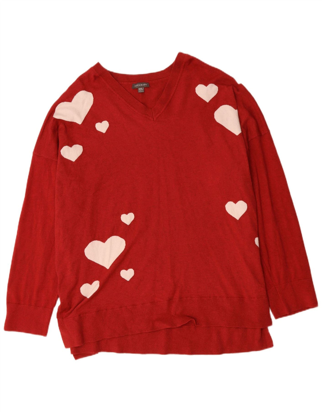 Suéter feminino Autograph gráfico com decote em V Reino Unido 20 2XL viscose vermelha