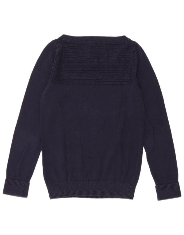 Tommy Hilfiger Suéter feminino com gola canoa e gola alta Reino Unido 10 pequeno azul marinho