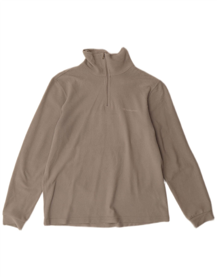 Jumper de lã masculino Champion com zíper e gola pequena em poliéster cinza