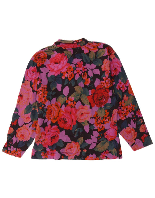 Blusa feminina de manga comprida Belfe UK 16 grande algodão floral multicolorido