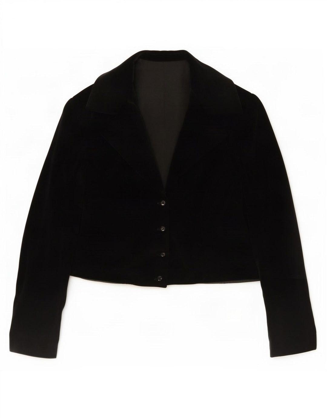 Jaqueta Bolero de Veludo Feminina Vintage Reino Unido 14 Médio Preto